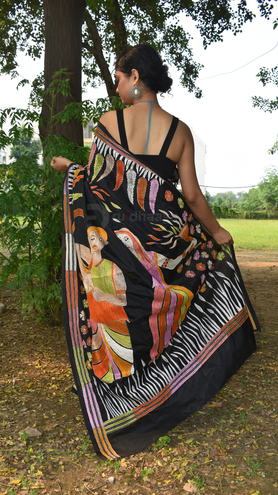 Pure Silk Kantha Stitch Saree