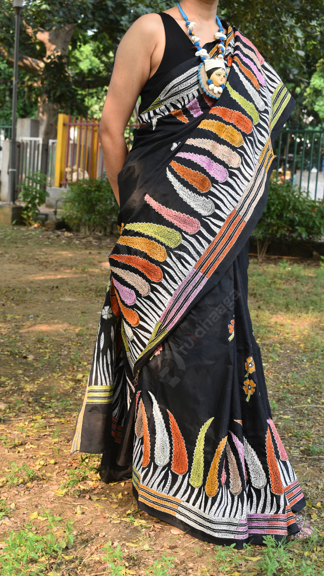 Pure Silk Kantha Stitch Saree